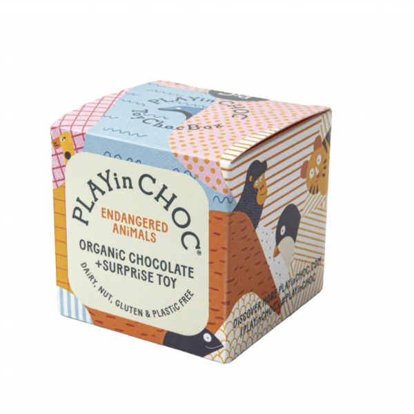 PLAYinCHOC "Bedrohte Tiere" Überraschungswürfel Schokolade, 20g