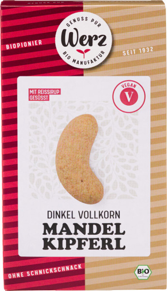 Naturkornmühle Werz Mandel Kipferl, Dinkel Vollkorngebäck