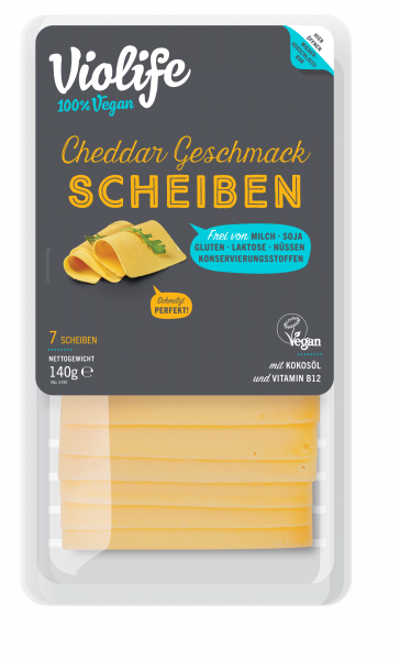 VIOLIFE Käse Scheiben "CHEDDAR", 140g