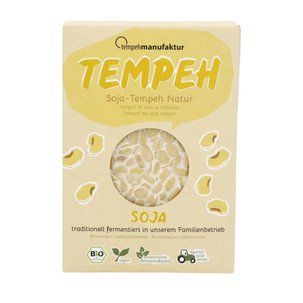 tempehmanufaktur Tempeh Natur, Haltbar - aus regional angebauten Bio-Sojabohnen