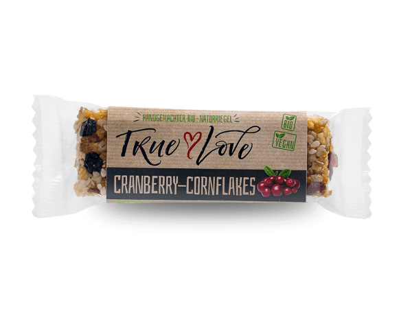 TRUE LOVE Müsliriegel CRANBERRY-CORNFLAKES, 34g