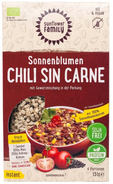 SunflowerFamily Sonnenblumen Chili sin Carne: Sonnenblumenhack mit Gewürzmischung