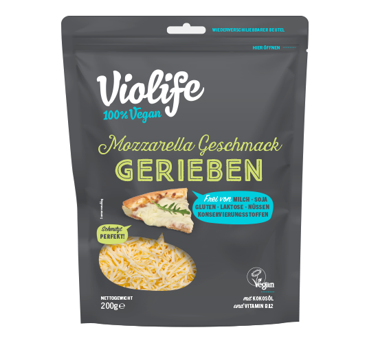 VIOLIFE Käse gerieben "MOZZARELLA", 200g