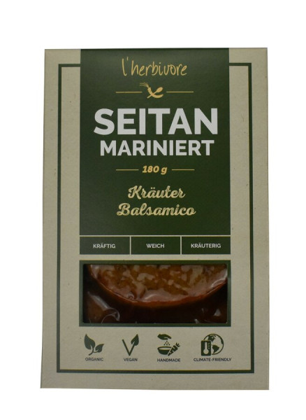 L´herbivore Seitan-Scheiben mariniert Kräuter-Balsamico