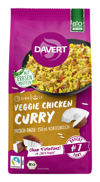 Davert Veggie Chicken Curry mit Fairtrade Reis 120g