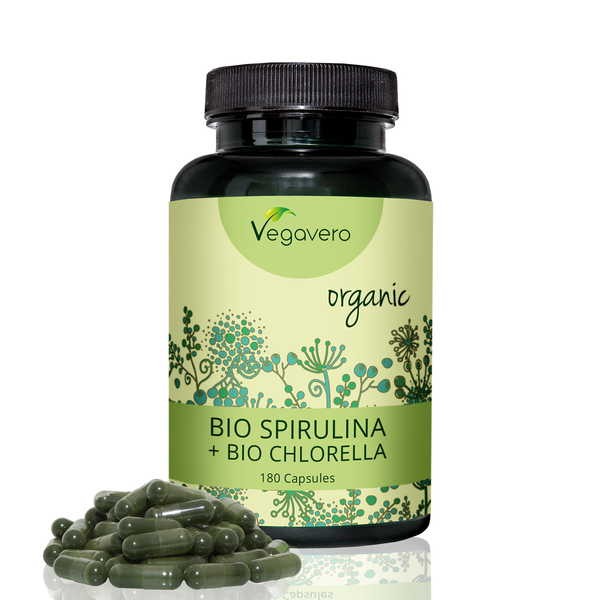Vegavero Spirulina + Chlorella, 180 Kapseln