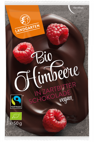 Landgarten Himbeere in Zartbitter-Schokolade, 50 g