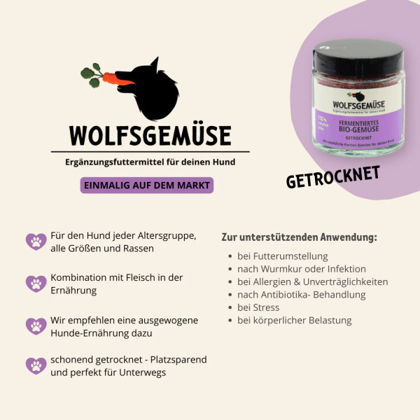 Wolfsgemüse fermentiertes getrocknetes Gemüse für Hunde, 60g