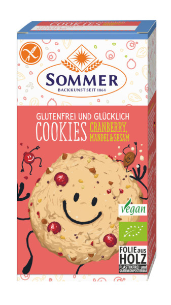 SOMMER Glutenfrei und Glücklich Cookies Cranberry, Mandel & Sesam
