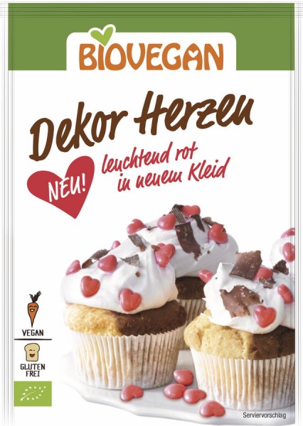 Biovegan Dekor Herzen rot, BIO