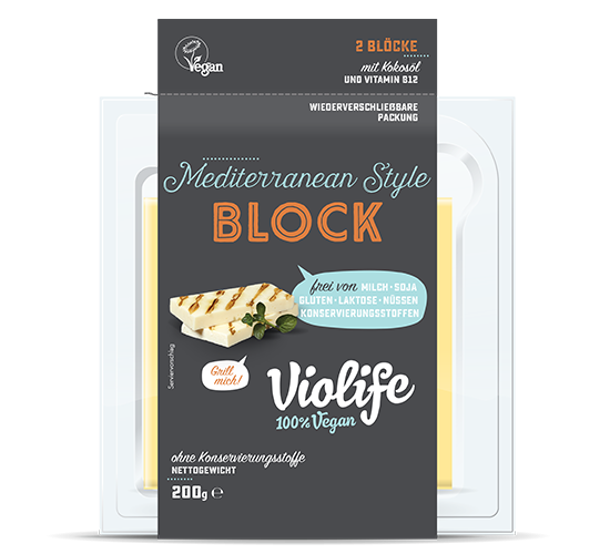 VIOLIFE Käse Block "MEDITERRAN" (Grill mich!), 200g