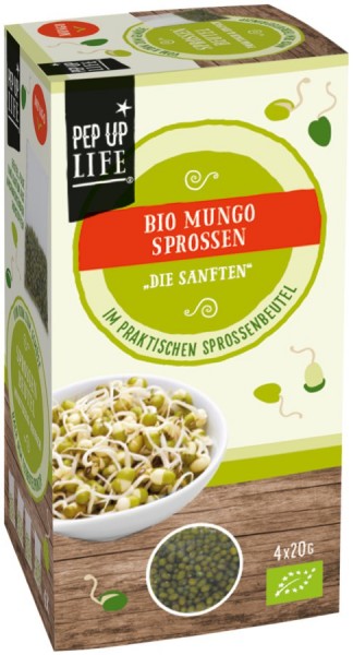 PEPUPLIFE Sprossenbeutel mit Mungbohnen, 4x20g, zum selber ziehen ohne Geräte