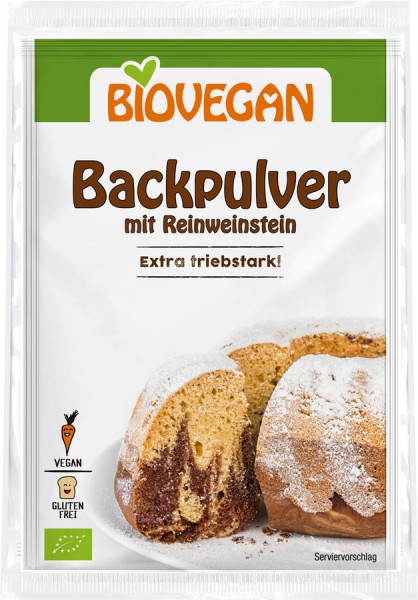 Biovegan Backpulver mit Reinweinstein, BIO