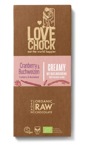 Lovechock Lovechock Tafel Creamy 70 g Cranberry/Buchweizen