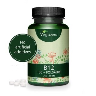 Vegavero Vitamin B12 (+B6 und Folsäure), 365 Tabletten