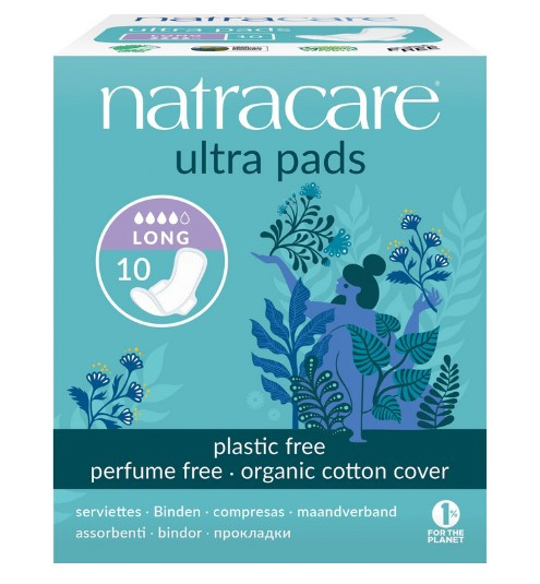 Natracare ultra pads long mit Flügeln, 10Stk