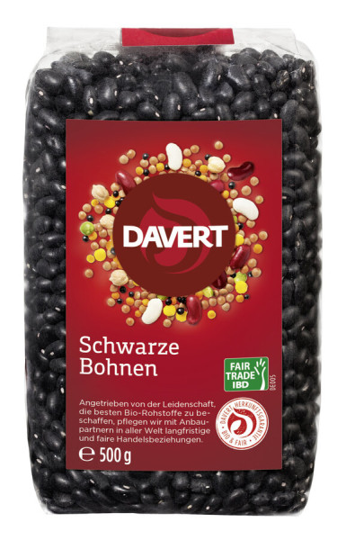 Davert Schwarze Bohnen Fiar Trade IBD 500g