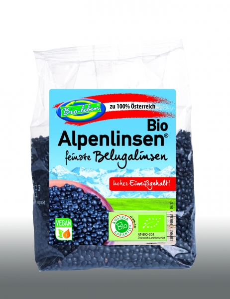 Bioleben Alpenlinsen Schwarze Belugalinsen, 250g